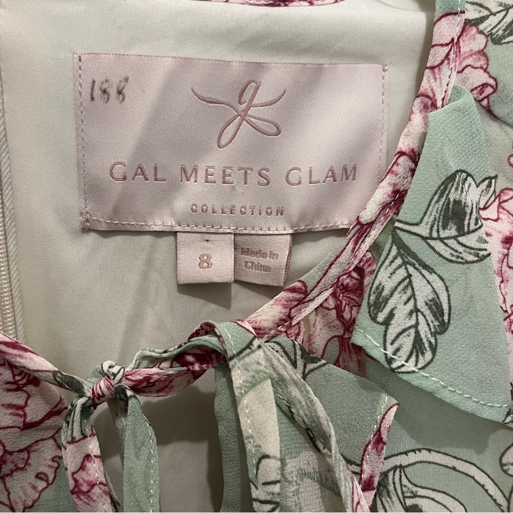 NWT Gal Meets Glam 8 Shelby Mint Green Floral Maxi Dress Ruffle Feminine - Picture 5 of 7
